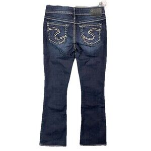 Silver Women 29 Jeans Aiko Bootcut Stretch Dark Wash Western Embroidered Pockets
